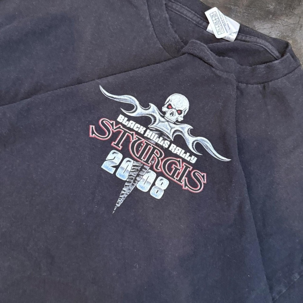 Vintage Sturgis 2008 Black Hills Rally Biker Skull Tee Men's Size XL Grunge Y2K